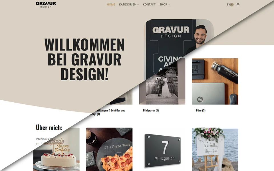 Gravur Design – Website und Onlineshop für personalisierte Produkte