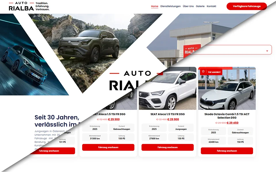 Auto Rialba – Website mit Fahrzeugübersicht